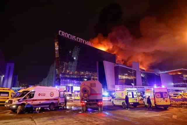 Scene of shooting at concert hall near Moscow.