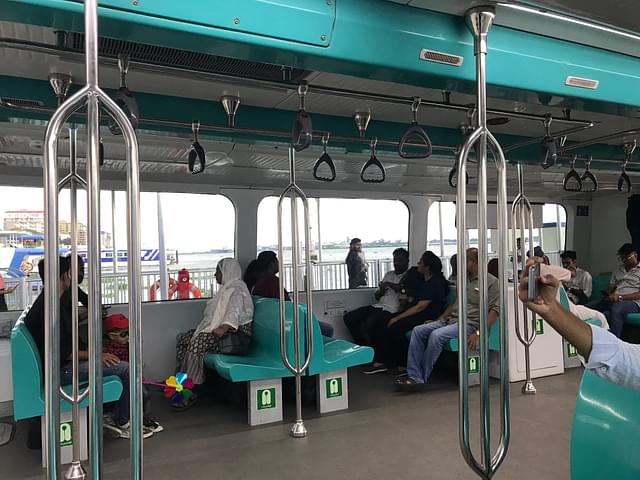 Passengers enjoying air-conditioned comfort while commuting.