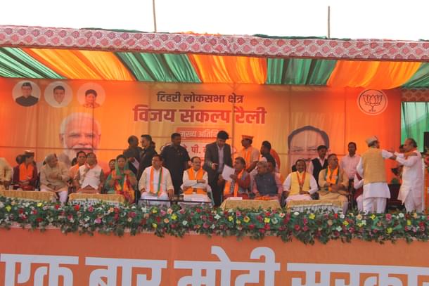 J P Nadda at the Vikasnagar rally.