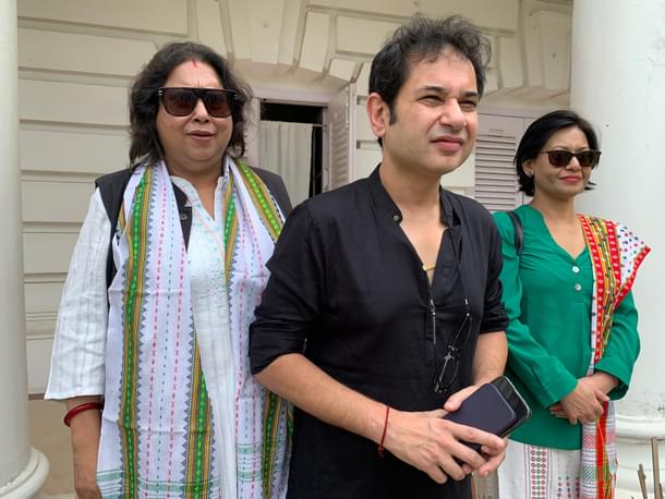 Maharani Kriti Singh Debbarma (left) with brother Pradyot and elder sister Pragya (extreme right)