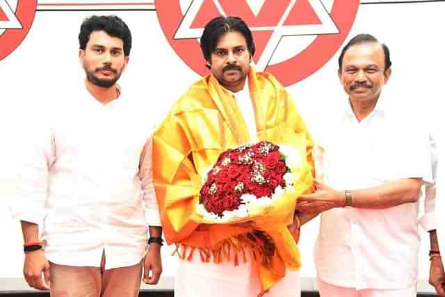 L to R: Raghav Magunta, Pawan Kalyan, Magunta Reddy