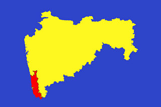 A cartographic outline of Maharashtra with the Ratnagiri-Sindhudurg Lok Sabha seat highlighted in red.
