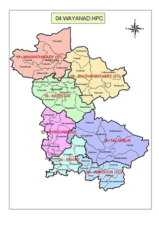 Map of Wayanad Lok Sabha constituency. (Wikimedia Commons/CEO Kerala)