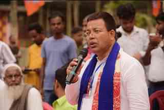 BJP's Nagaon candidate Suresh Borah addressing a rally in a Muslim-majority area of the constituency