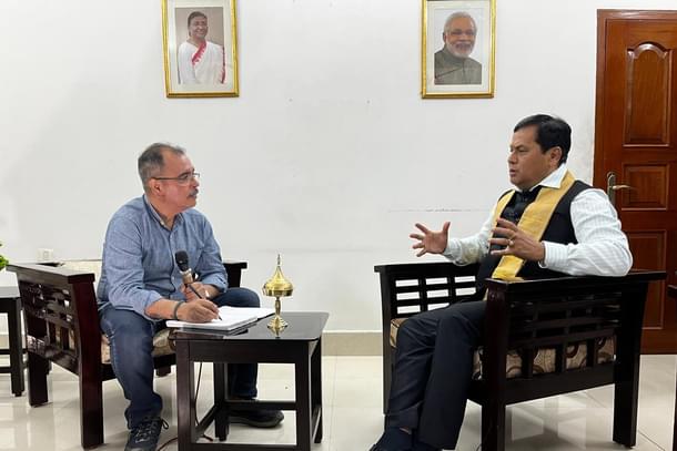 Sarbananda Sonwal being interviewed by Swarajya