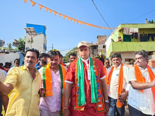 Yaduveer Wadiyar with his team on the campaign trail.