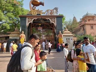 Devotees outside the Krishna Janmabhoomi Mandir. (Image credit: Sumati Mehrishi)
