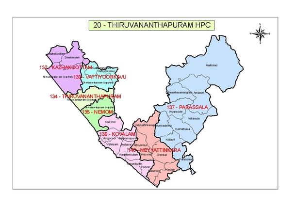 The 7 assembly segments making up the Thiruvananthapuram Lok Sabha constituency (Wikimedia Commons/CEO Kerala)