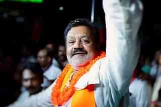 BJP's Suresh Gopi during a campaign rally. 