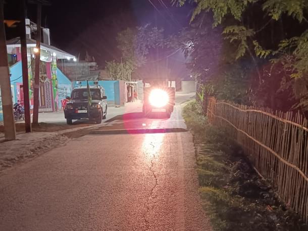 Outside Bima Bharti's house.