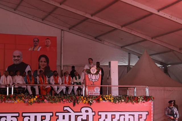 Jayant Chaudhary speaks at Amit Shah rally. (Image credit: Sumati Mehrishi)