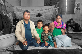 Meiteis inside the Thongju Kendra Relief Camp in outskirts of Imphal city