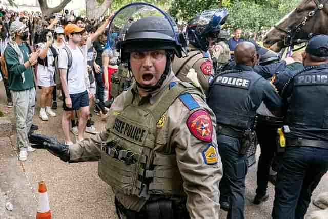 State police at the protest site