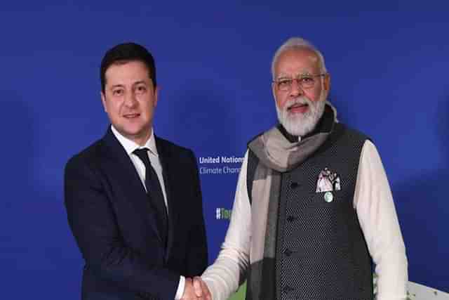 Prime Minister Narendra Modi with President of Ukraine Volodymyr Zelenskyy