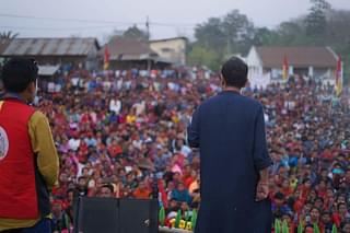 Tripura’s titular king during an election campaign. 