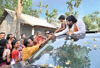 Pramanik meeting people during his campaign. (Image credits: Sayan Sarkar)