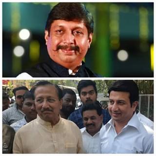 Above, Dhairyasheel Mohite-Patil, NCP-SP's Lok Sabha candidate from Madha. Below, NCP's former Lok Sabha MP from Madha Vijaysinha Mohite-Patil with his son BJP MLC Ranjeetsinha Mohite-Patil. Dhairyasheel is the nephew of Vijaysinha Mohite-Patil who is now in the NCP-SP. 
