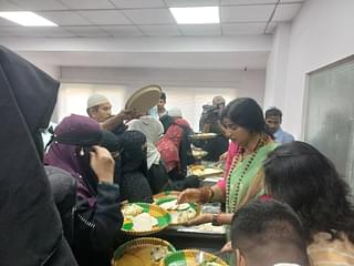 Madhavi Latha serving breakfast to Muslim women. (S Rajesh)