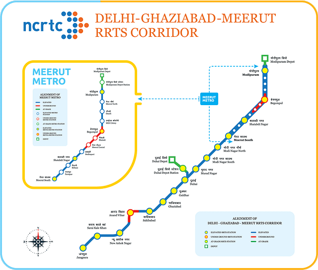 Delhi-Ghaziabad Meerut RRTS Corridor Map (NCRTC)