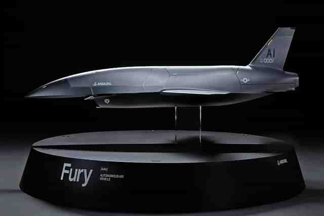 Scaled model of Anduril's 'Fury' loyal wingman drone. (Anduril)