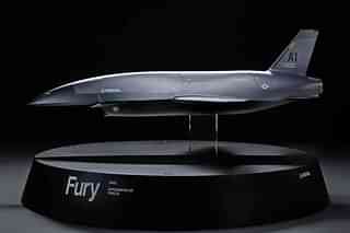 Scaled model of Anduril's 'Fury' loyal wingman drone. (Anduril)
