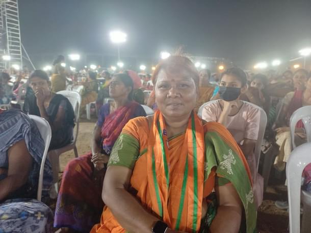 Jajula Gowri at the rally ( S Rajesh)