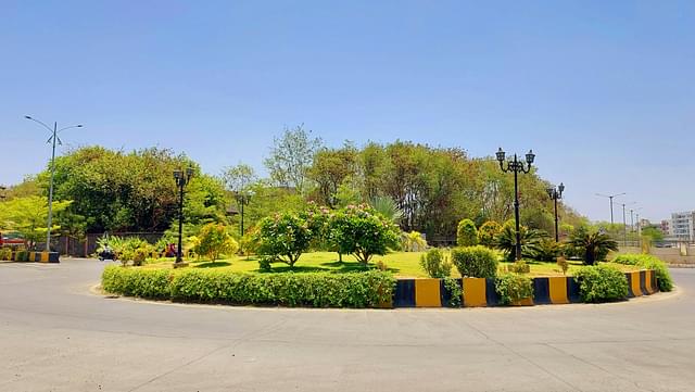 A traffic roundabout near the Ahilyabai Holkar Government Medical College, Baramati.
