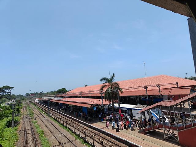 An aerial view of the Madgaon railway station.