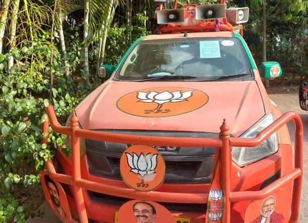 Rajender's campaign vehicle kept ready for the evening's schedule (S Rajesh)