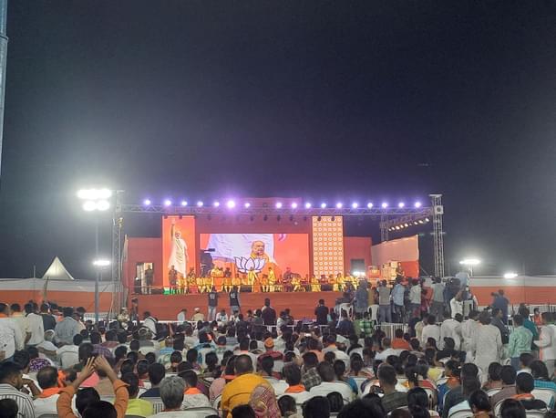 Amit Shah speaking at the rally (S Rajesh)