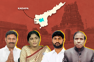From left: Avinash Reddy (YSRCP), Y S Sharmila (Congress), C Bhupesh Reddy (TDP), K A Paul (PSP).
