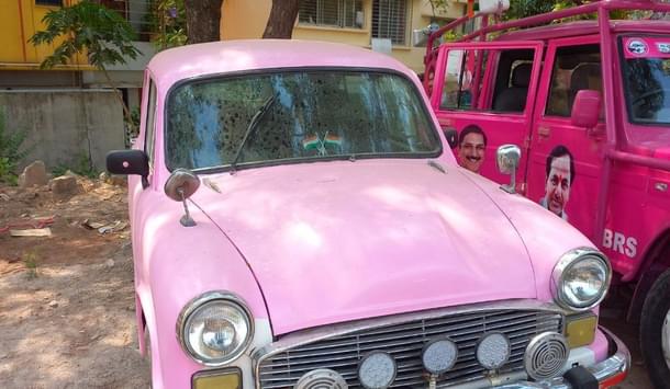 A pink coloured ambassador-Car is the symbol of the BRS) (S Rajesh)