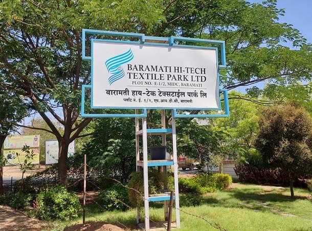 A sign-board at the gates of Baramati Hi-Tech Textile Park.