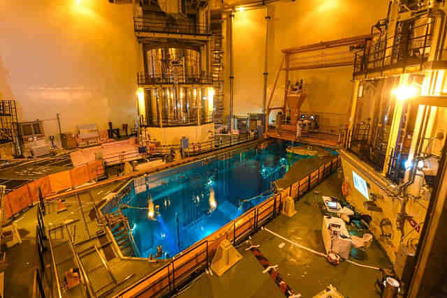 The spent fuel pool inside a reactor unit at the Dayawan Nuclear Power Plant in Shenzhen, China.Source: Xinhua News Agency/Getty Images