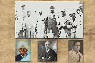 Top: Dr. Hedgewar with His Holiness Jagatguru Bottom: (left to right) SK Bole, M.R.Jayakar, Dr. Narayan Savarkar