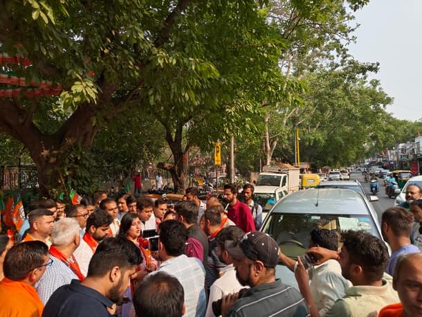 Speaking to the media.