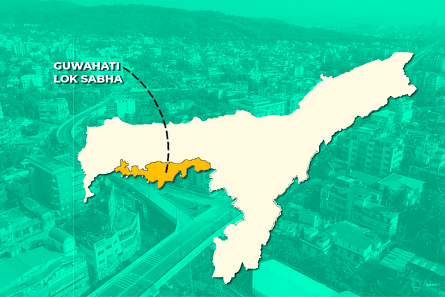 An aerial view of Guwahati showing one of its new elevated roads. 