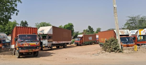 Trucks leaving for Manesar and Dharuhera industrial areas.
