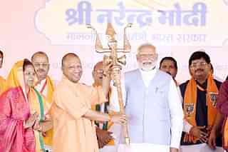UP CM Yogi Adityanath and PM Narendra Modi campaigned for BJP candidate Rajrani Rawat (leftmost) in Barabanki on 17 May