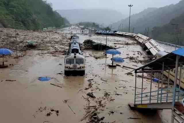 New Haflong Railway Station near Silchar, Assam after a heavy rain and landslide in May 2022