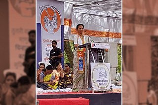 Baramati's sitting MP and NCP-SP candidate Supriya Sule at the Women's Gathering organised by the party in Baramati town.