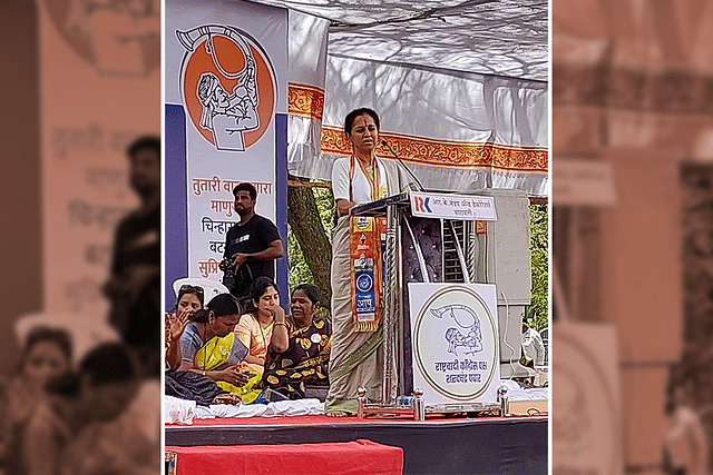Baramati's sitting MP and NCP-SP candidate Supriya Sule at the Women's Gathering organised by the party in Baramati town.
