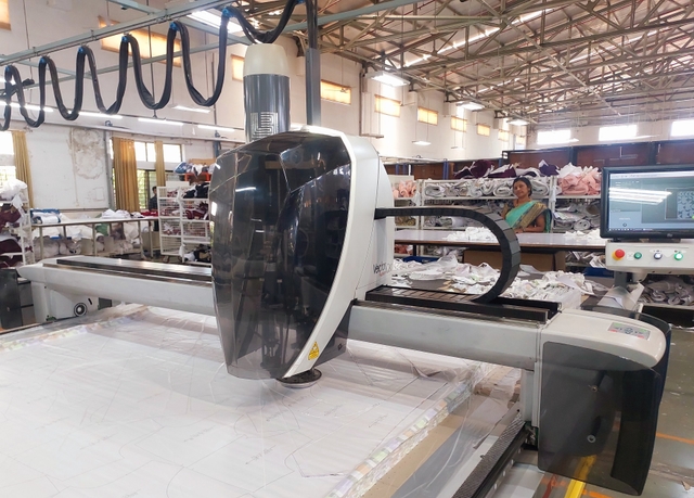 A robotic precision cutter. Employees here have been given training to operate the same and several other machines after their induction.