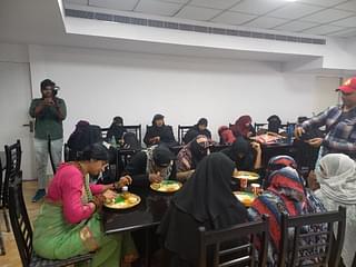 Madhavi Latha having breakfast with them. (S Rajesh)