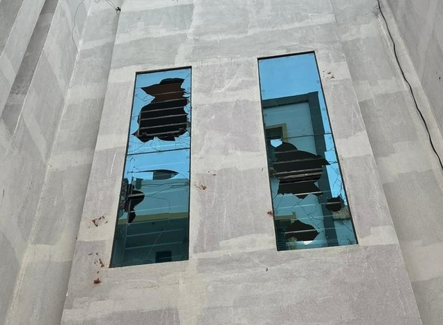 Broken window panes of Rautmare family's house located on the outskirts of the Beed city. Source: Akash Rautmare