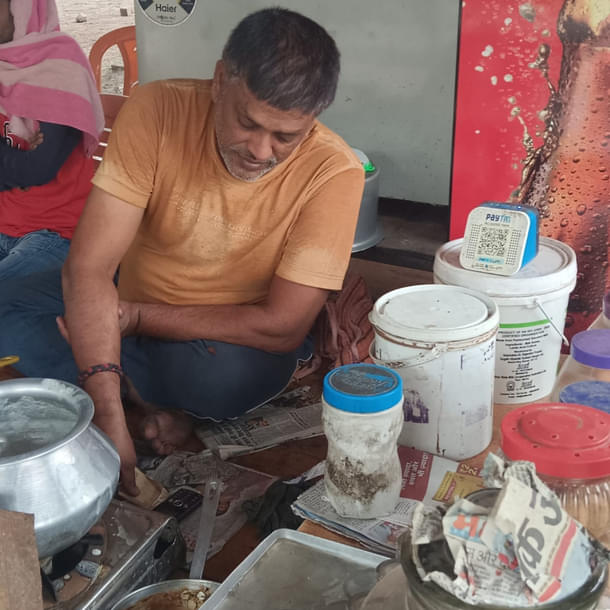 Purushottam Singh in his tea shop