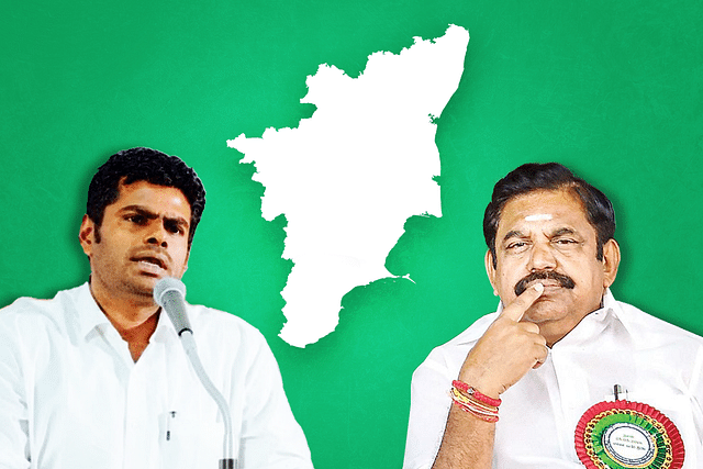 K Annamalai and Edappadi Palaniswami, right.