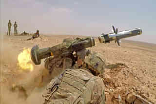 A US Army soldier firing Javelin missile.