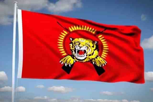 An LTTE flag. (@puliarson/image via twitter)