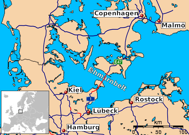 Fehmarnbelt link on map